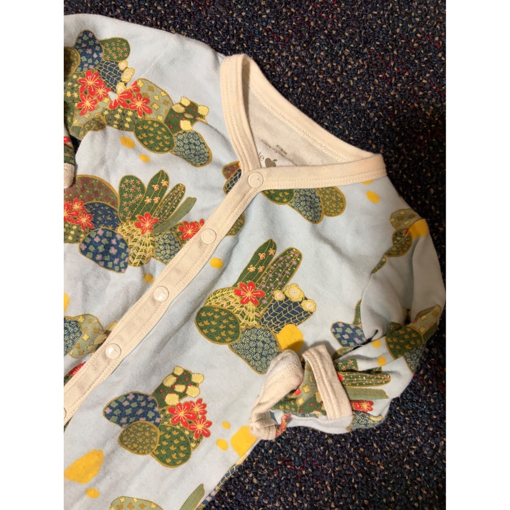 Apple Park Lala Curio Organic Cotton Cactus Footed Sleeper Blue 6-9M